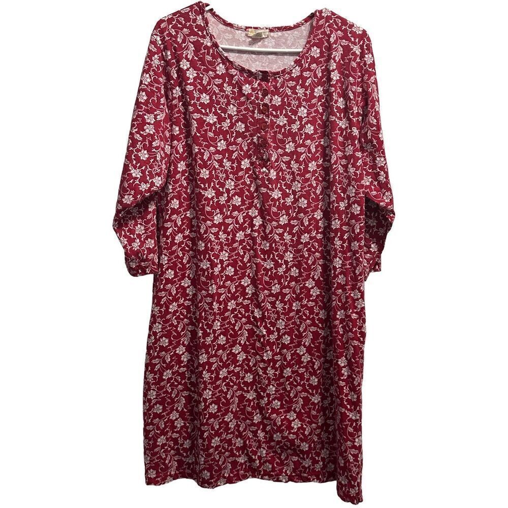 Women's Red And White Floral Cotton Sporto Size Large (L) Dress